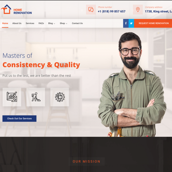 Home Renovation – Repair Service, Home Maintenance XTRA WordPress Theme1
