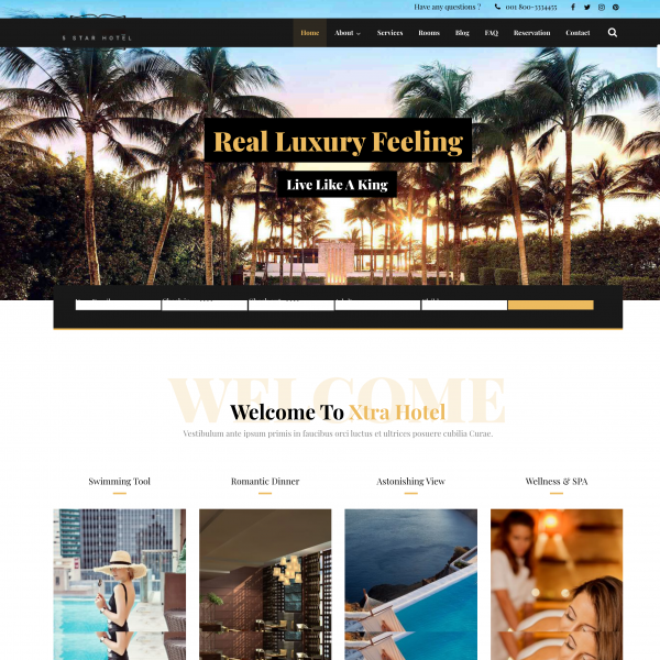 Hotel – Online Reservation WordPress Theme1